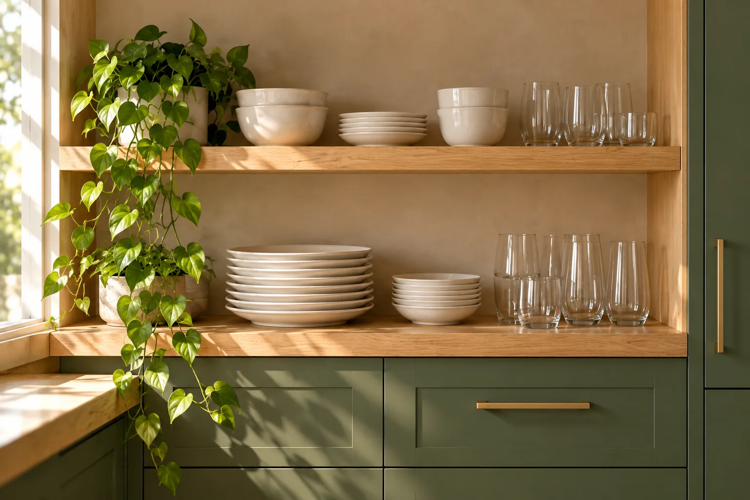 Open shelves for tableware